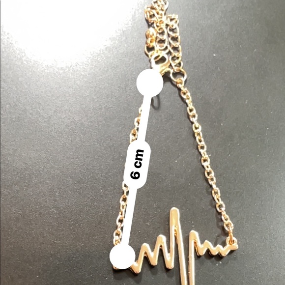 Gold Plated Heartbeat Chain Bracelet New - Picture 2 of 6